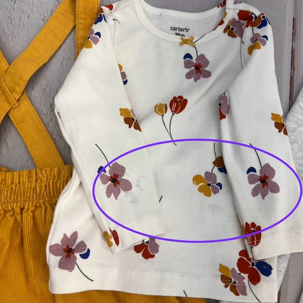 Baby Girl Carter's 3-Piece Floral Tee, Corduroy Jumper, &‎ Tights Set SIZE 18M